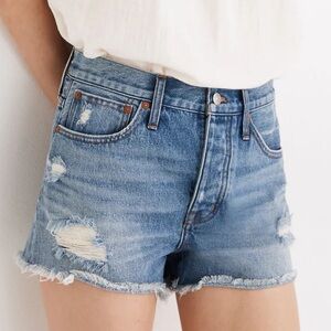 Madewell Relaxed Denim Shorts Homecrest wash ripped edition button fly